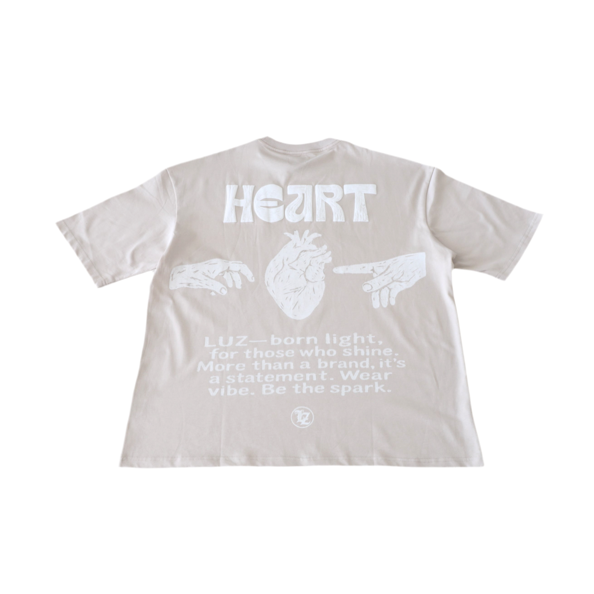 BEIGE "HEART" T SHIRT