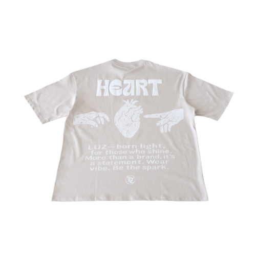 BEIGE "HEART" T SHIRT