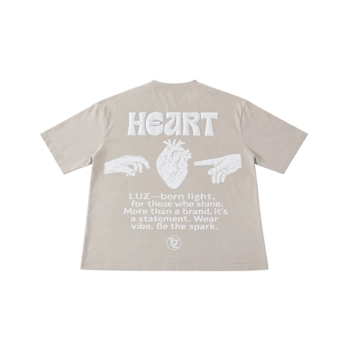 BEIGE "HEART" T SHIRT