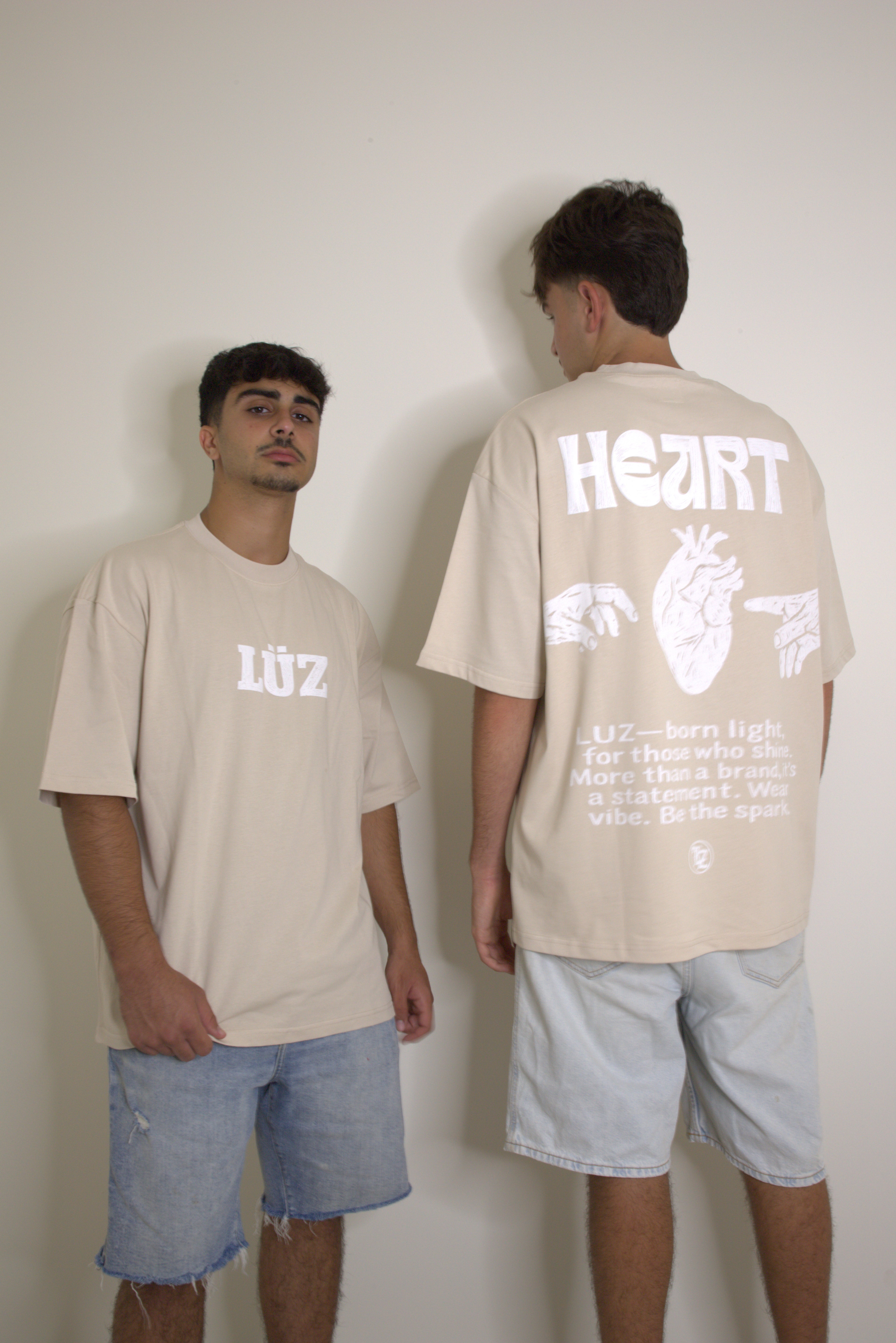 BEIGE "HEART" T SHIRT