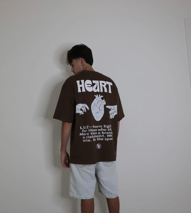 BROWN "HEART" T SHIRT
