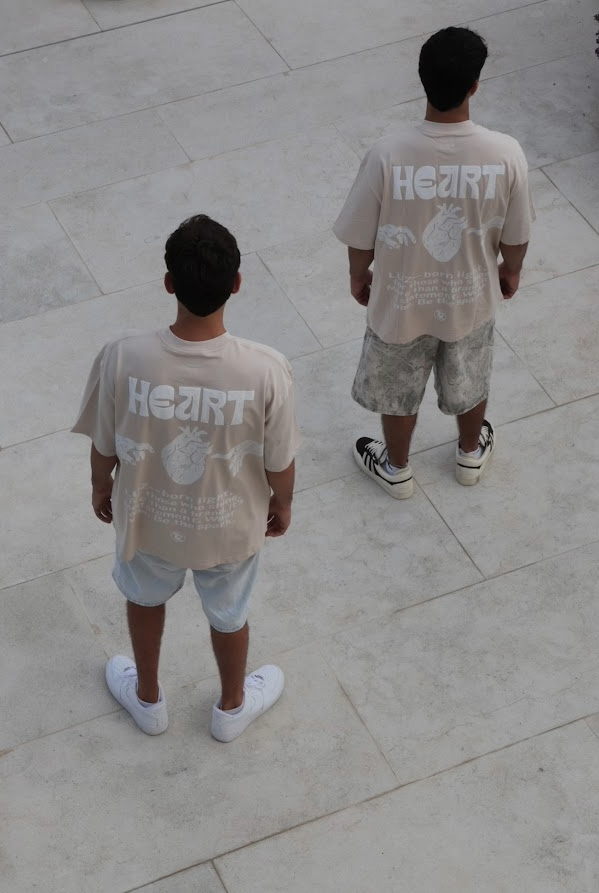 BEIGE "HEART" T SHIRT